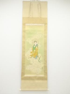 石榑雪水筆　観音　肉筆絹本掛軸（共箱）